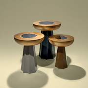 SET OF 3 GOLD LEAF TABLES