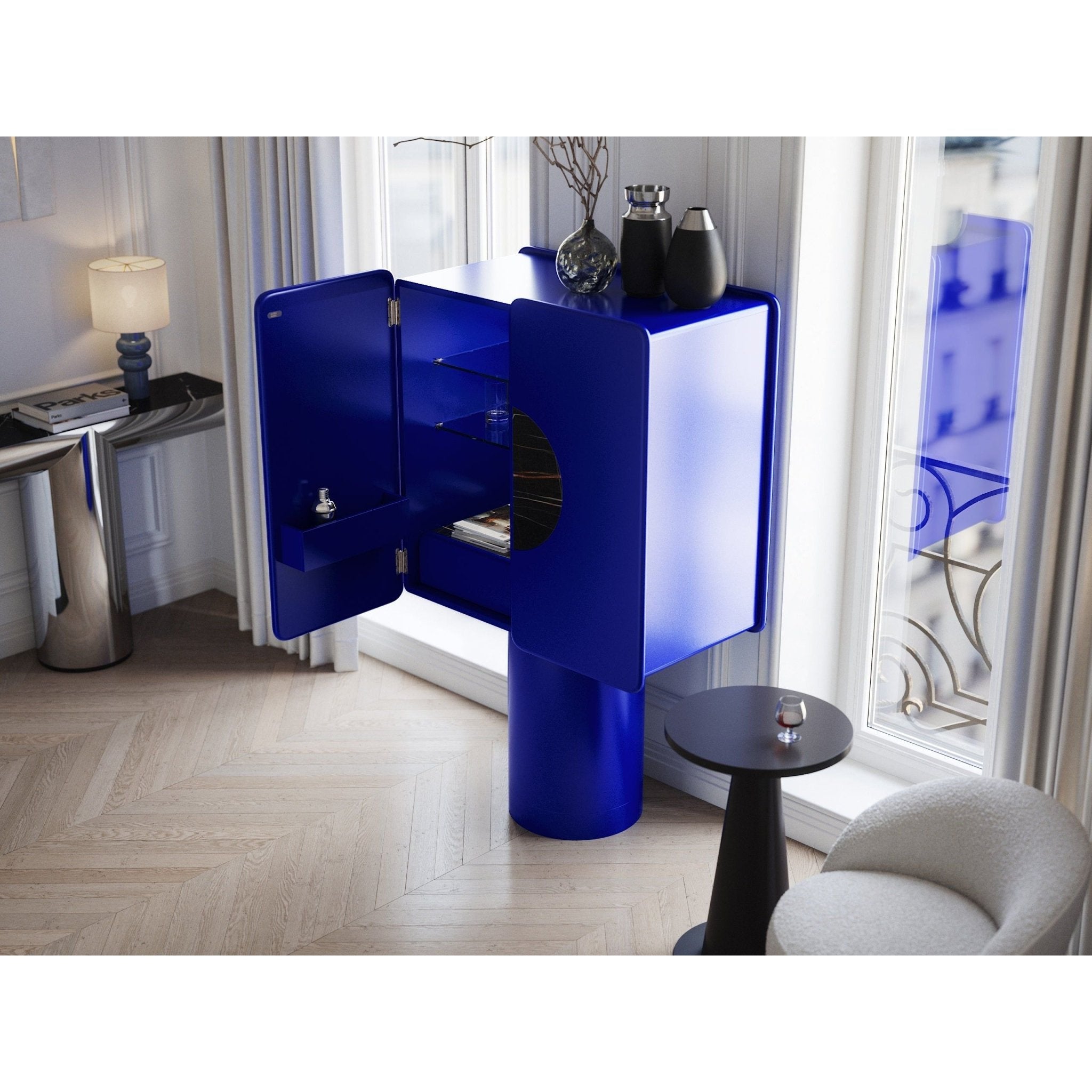 REGIS 2 - DOOR ULTRAMARINE - BLUE BAR CABINET - Bar cabinet - Ultramobili - AIRE